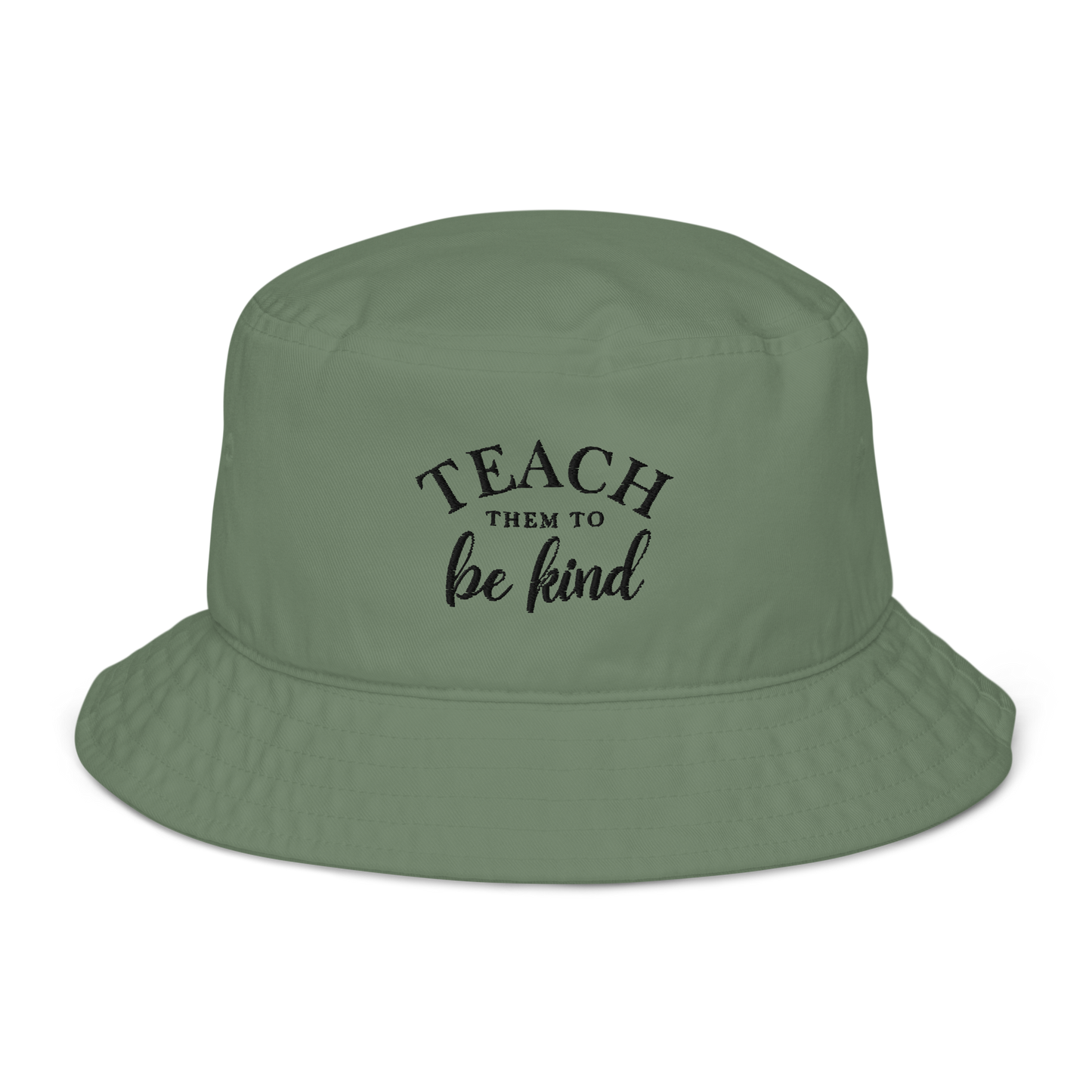 Teach Them To Be Kind Black Embroidered Bucket Hat