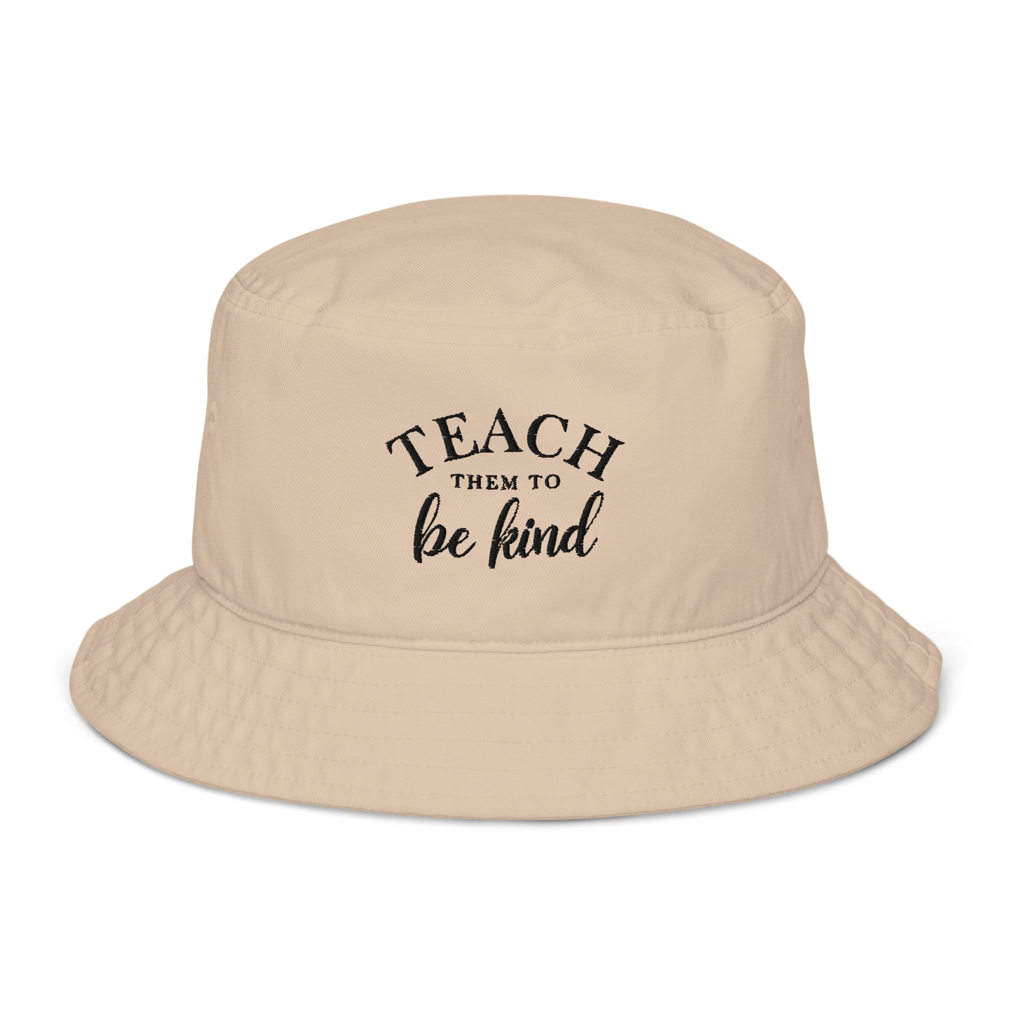 Teach Them To Be Kind Black Embroidered Bucket Hat